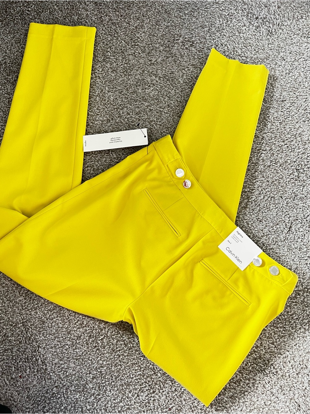 Calvin Klein Bright Yellow Slim Ponte Ankle Pants - Picture 9 of 16